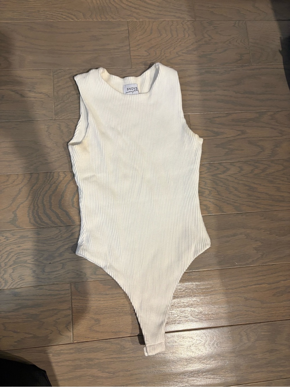 SNDYS White Ribbed Sleeveless Bodysuit